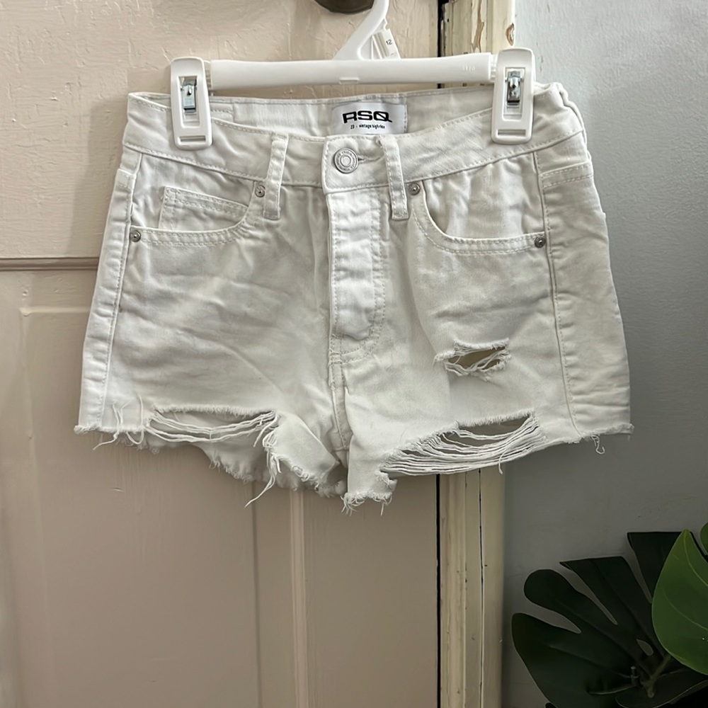 RSQ Vintage High Rise White Jean Shorts